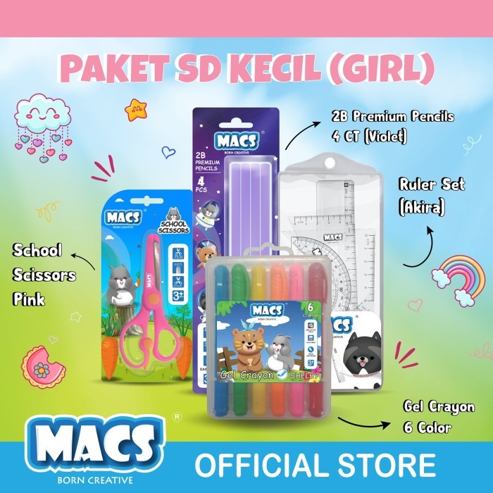 

MURAH BEST SELLER MACS PAKET SD KECIL / CRAYON / PENSIL / PAKET SEKOLAH