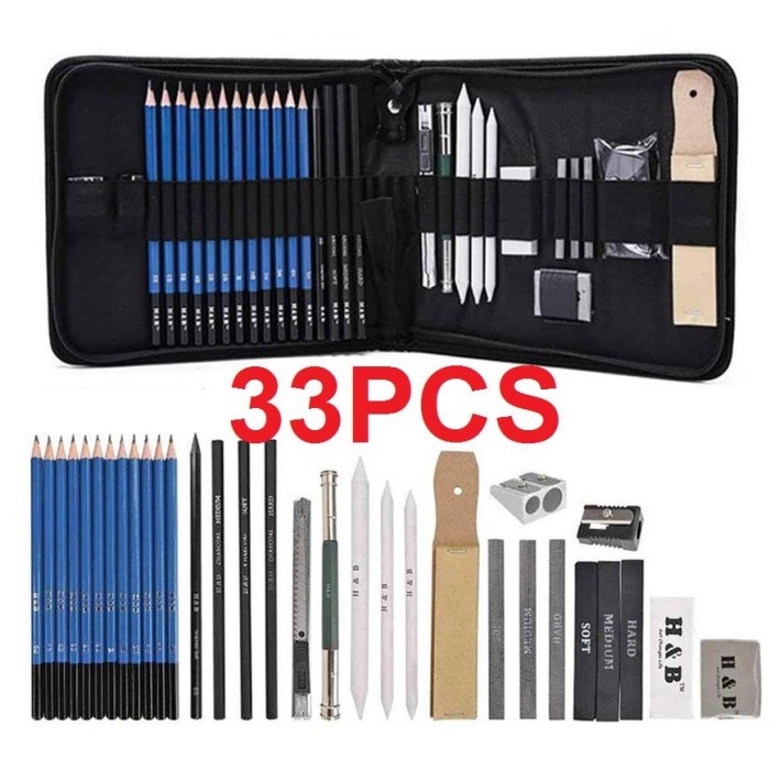

TERBATAS Terlaris 33PCS/Set Sketch Pensil Pisau Penghapus dan Pensil Gambar untuk Keperluan Sekolah