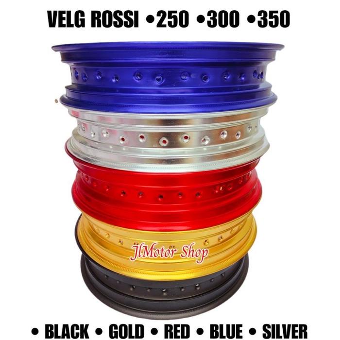 Velg Rossi Ring 17 250 300 350 - Velg Vrossi Ring 17 250 300 350 Hitam Merah Gold Silver Biru Lubang