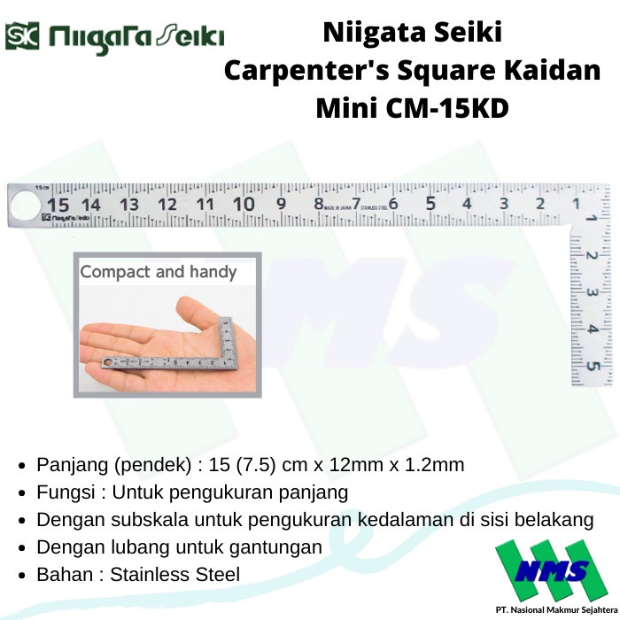 

Penggaris Siku Mini Niigata Seiki Carpenter's Square CM-15KD 15cm