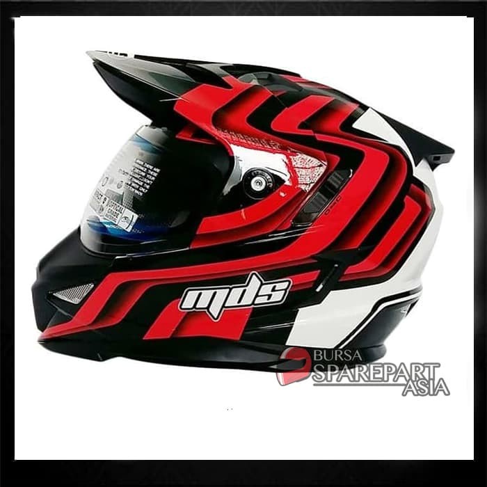 Helm Mds Super Pro Motif Red Black Full Face Cross Superpro #1