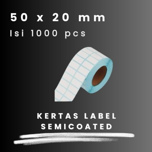 

SC 50 X 20 - 1" @1000 - 2 Line CORE 1 INCH 50X20MM 50 X 20 MM 5X2 CM 5 X 2 CM BARCODE LABEL SEMICOAT STICKER STIKER SC SEMICOATED BIRU 1000 PCS