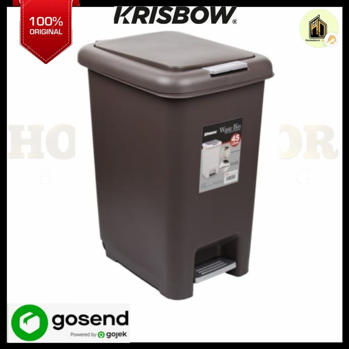 Krisbow 45 Ltr Tempat Sampah Plastik - Cokelat / tempat sampah injak