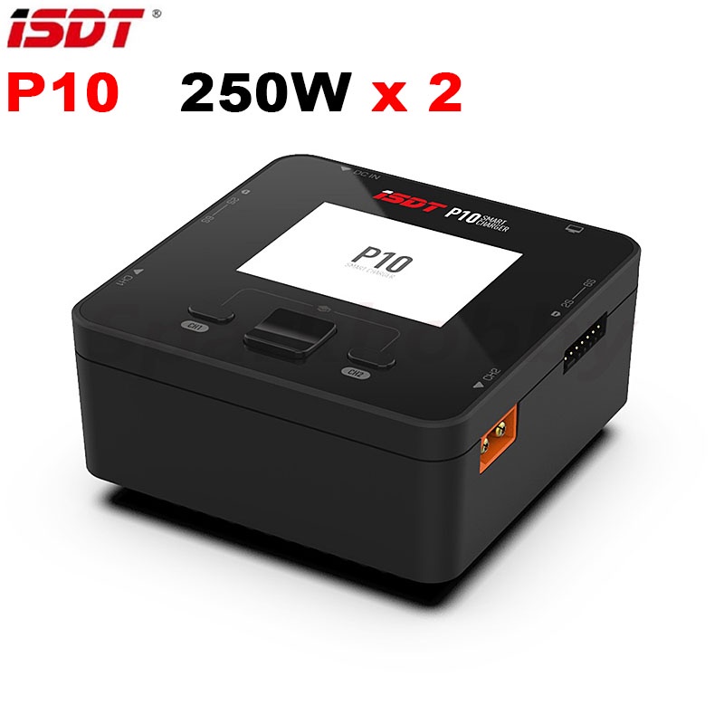 CAGA NEW ISDT P10 250WX2 10AX2 Dual Channel Smart Battery Balance Charger 10-30V 20A 1-6S Lipo Batte