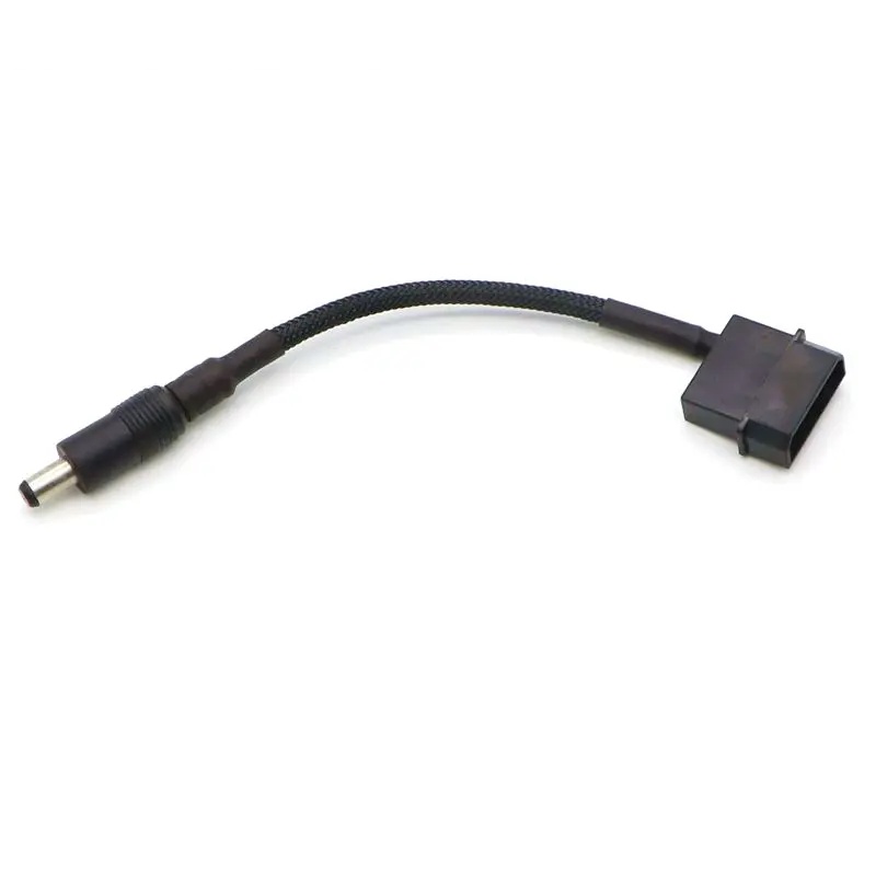 ROD 10pcs/Lot 15cm Black Sleeved IDE Molex Male to DC 5.5*2.1mm Male Adapter Cable 12V