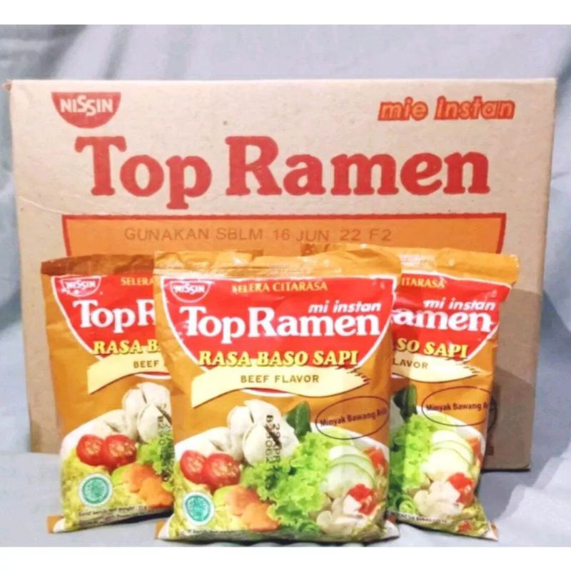 

Mie Top Ramen Rasa Baso Sapi 32 gr 1 Dus isi 40 pcs