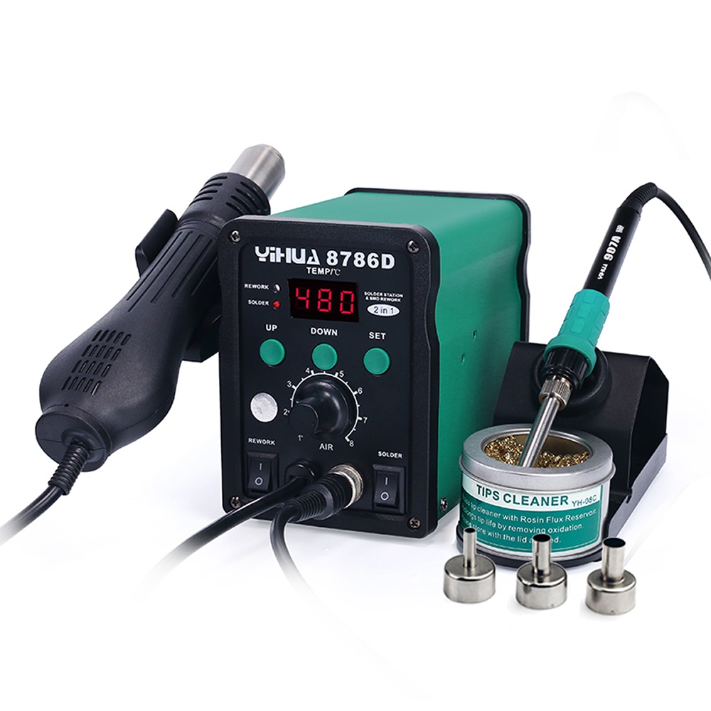 SINE YIHUA 8786D Soldering Iron Hot Air Desoldering Station Digital Rework Station Phone Repair BGA 