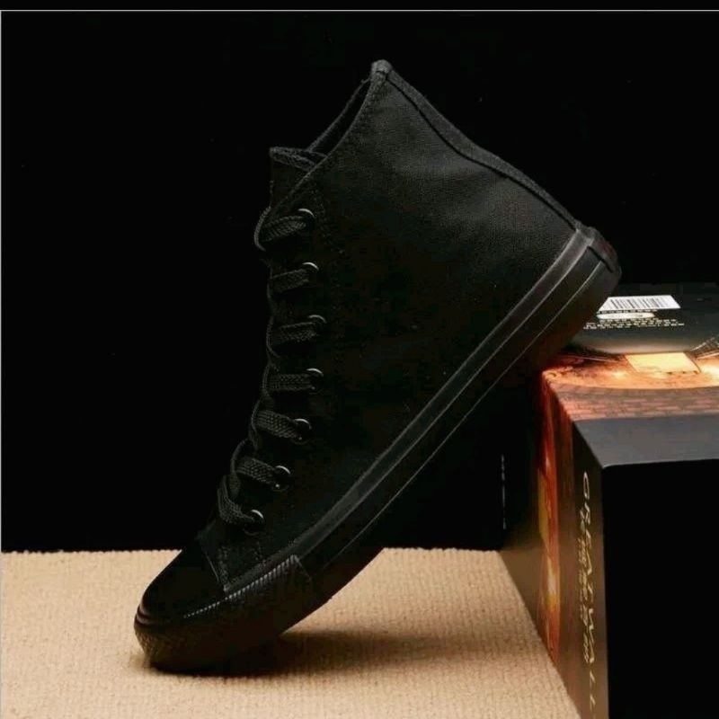 Trending Saat Ini  Sepatu Sekolah Kerja Kuliah Pria Wanita Hitam Polos New Basket Hc Tinggi Tali