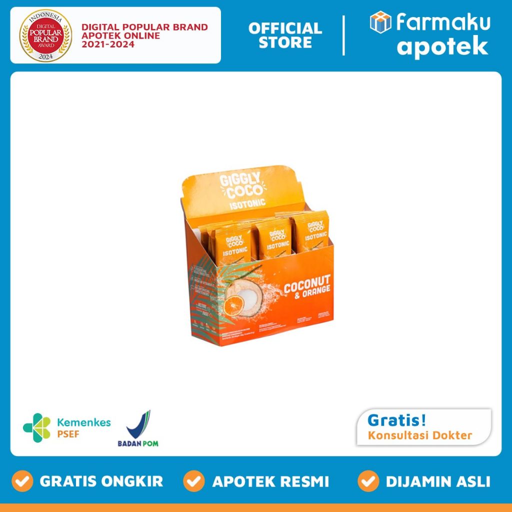 

Giggly Coco Isotonic Coconut & Orange Powder 11 gr Box Isi 15 Sachet - BHL