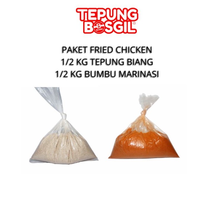 

Paket tepung Premium Fried Chicken (1/2 kg tepung biang dan 1/2 kg tepung marinasi)
