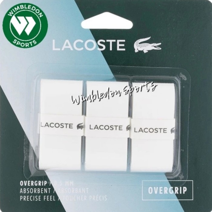 100% ORIGINAL overgrip LACOSTE tenis Badminton Squash WHITE pack Isi 3