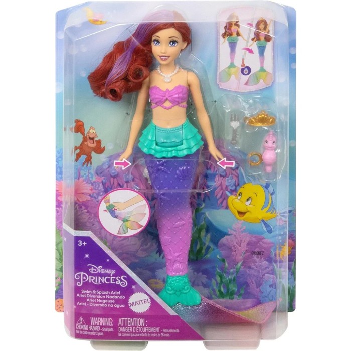 Boneka Barbie Disney Princess Ariel Swimming Mermaid with Color Change