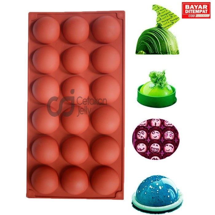 CJ Cetakan Silikon Jelly Puding Coklat Craft Setengah Lingkaran Half Ball Dome