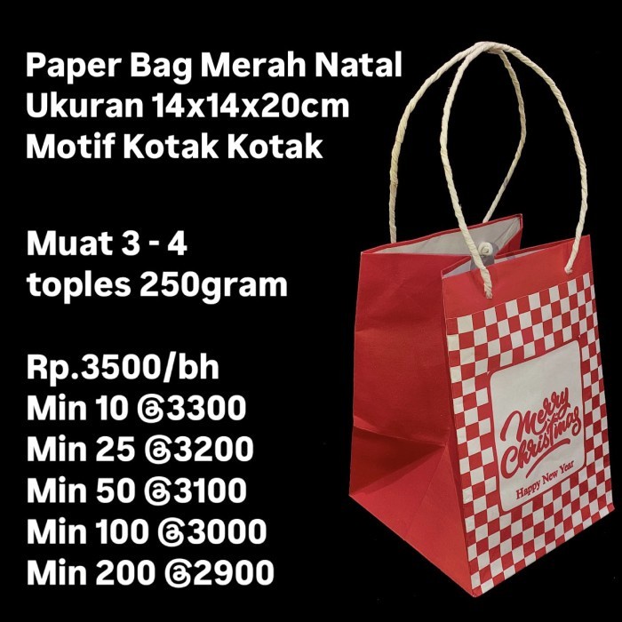 

Flashshow Paper Bag Natal Merah Ukuran 14x14x20cm