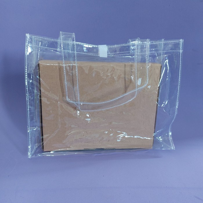 

Flashshow Tas Mika Transparan Bening Hampers Murah 25x10x20 Tote Bag Kecil