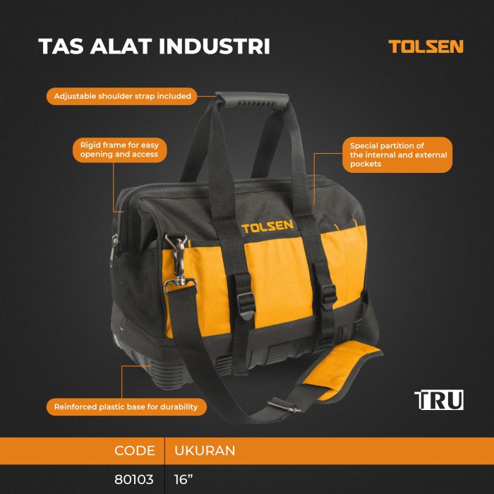 Tool Bag Tas Perkakas Kerja TAS ALAT INDUSTRI 16 Inch TOLSEN