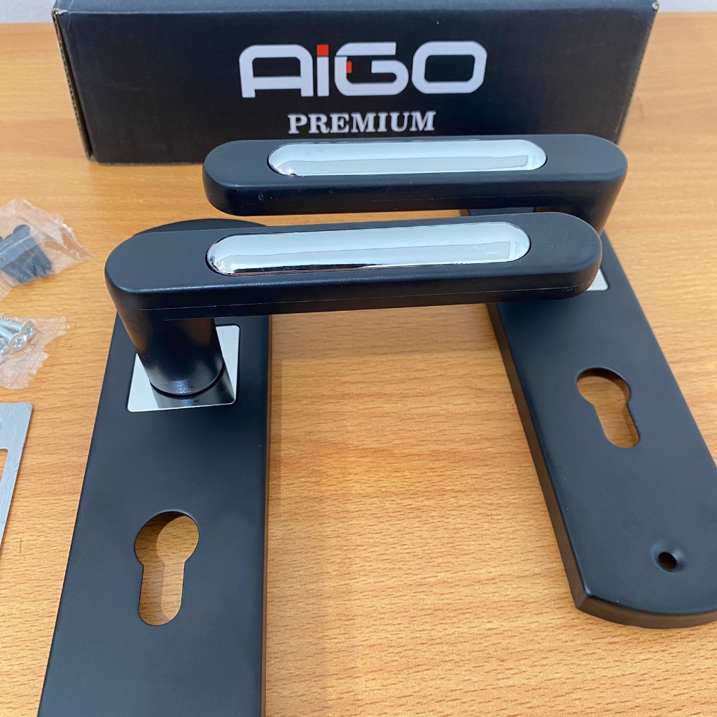Unci Pintu Rumah / Handle Pintu Tanggung 20Cm Hitam Doff Nimali