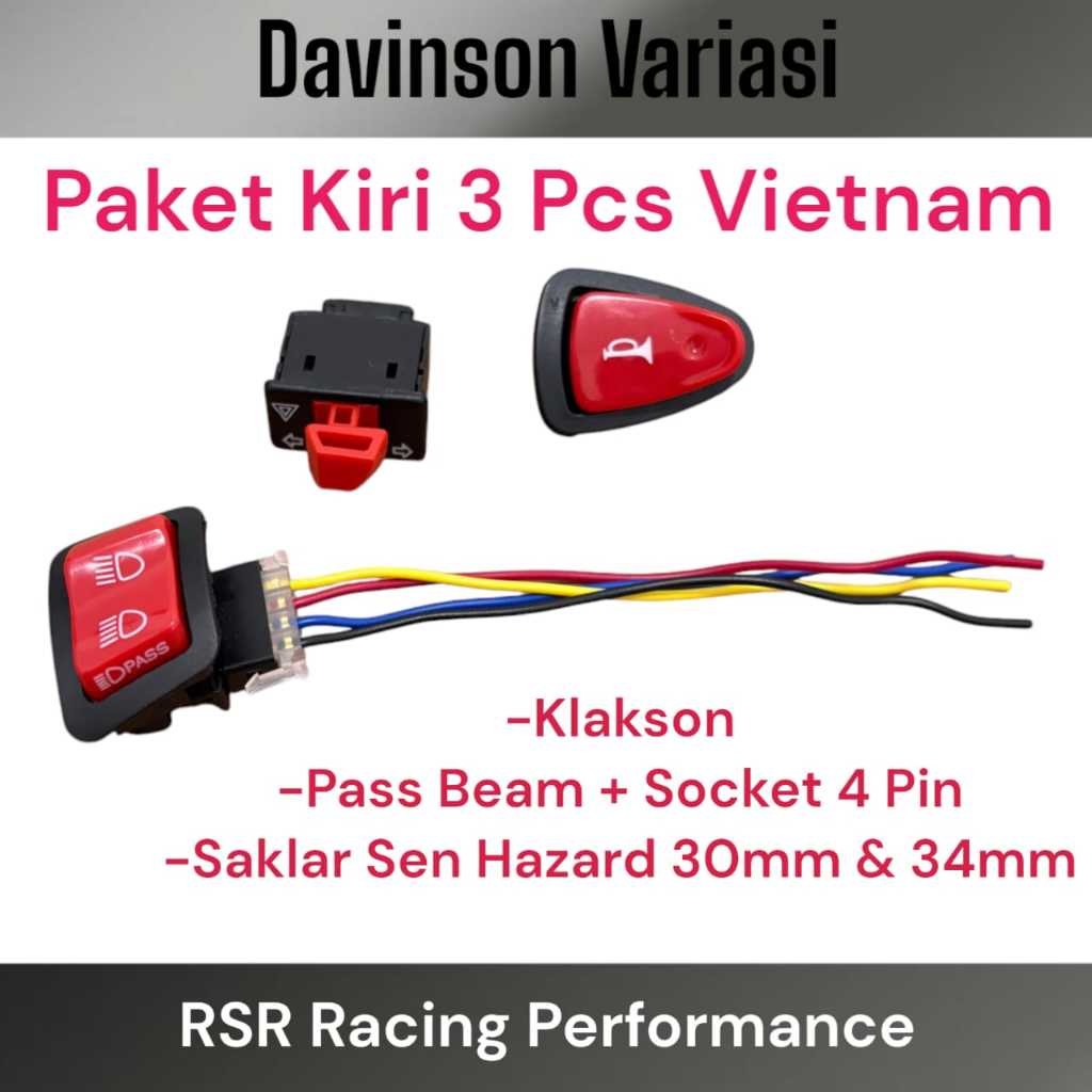 Paket Saklar Honda Model Vietnam Kiri 3 Pcs Pass Beam Saklar Sen Hazard Saklar Klakson Beat Street B