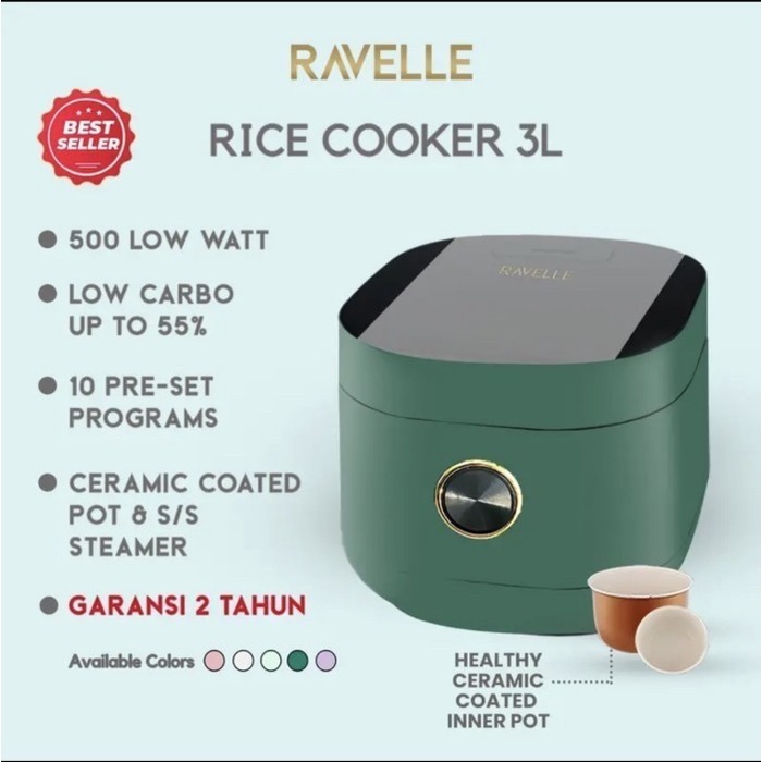 RAVELLE DIGITAL RICE COOKER LOW CARBO 3L (1.2L NASI)