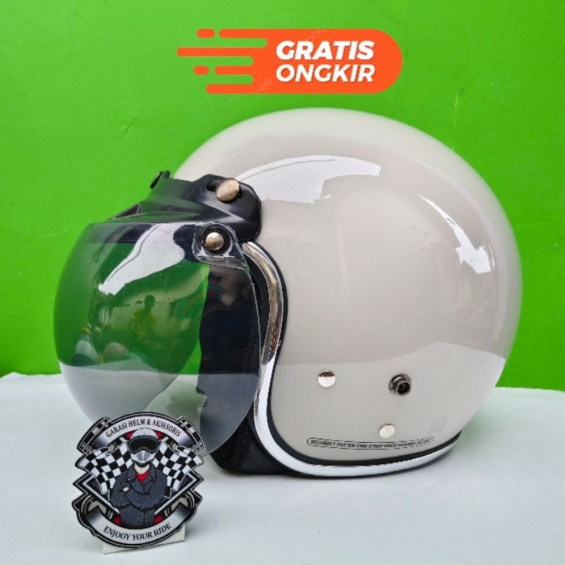 Sale [LC] Helm Bogo Dewasa list Chrome Kaca Cembung Hitam SNI - Helm Bogo Wanita Pria - Helm Bogo