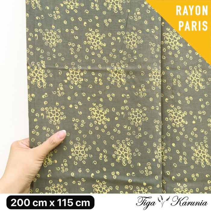 Kain Batik Cap Premium Solo Motif Abstrak Yellow Grey Rayon Paris
