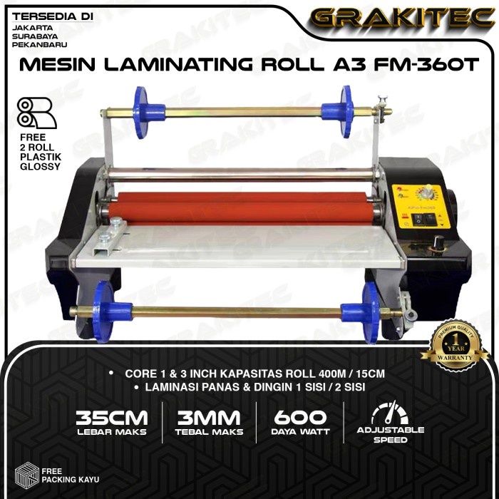 Mesin Laminasi Roll / Mesin Laminating Roll A3 A2 Grakitec