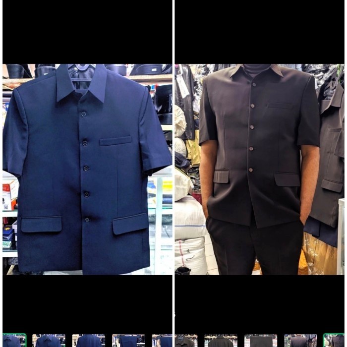 seragam PNS pdh baju safari jas PSH guru hitam coklat navy dongke