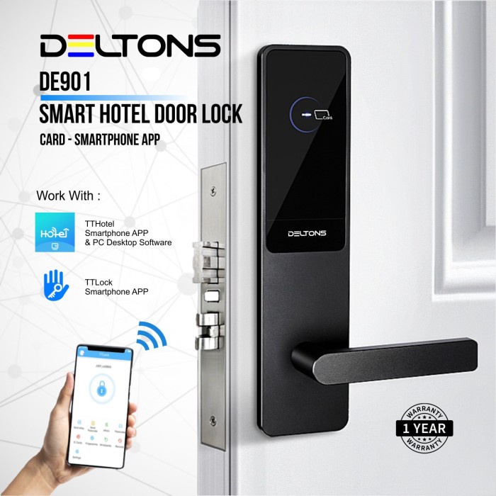 TERLARIS Smart Hotel Door Lock Deltons Card Lock Kunci Pintu Kost Apartement
