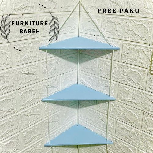 Promo  Furniture Rak Gantung Tali/Rak Sudut Segitiga 3 Susun/Rak Tatakan Bunga/Rak Penyimpanan