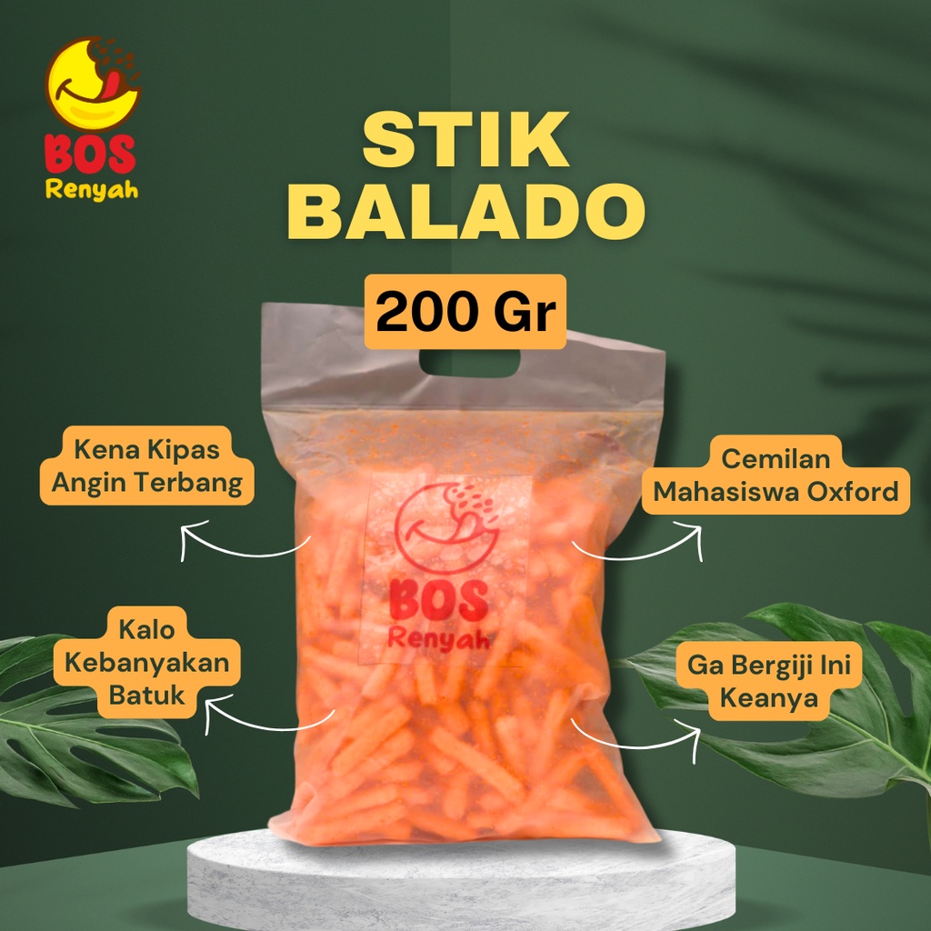 

Bosrenyah Stik Balado 200gr Camilan Kekinian yang Renyah dan Lezat
