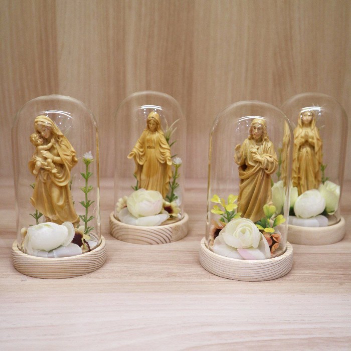 terbaru  hiasan glass dome classic patung bunda maria yesus souvenir pajangan dekorasi rohani