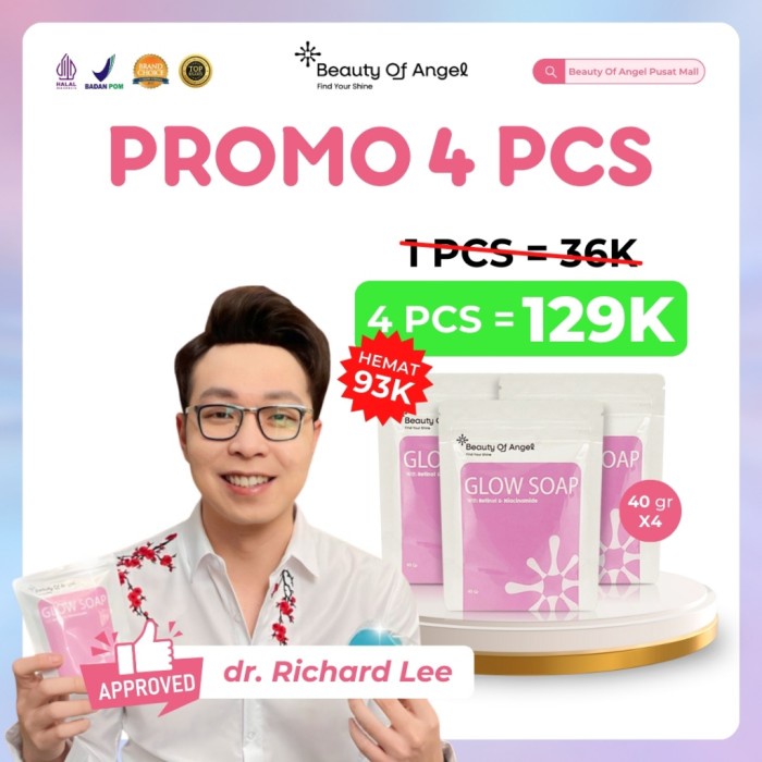 Promo 4 Pcs Beauty Of Angel Dr Richard Lee Glow Soap Boa Sabun Pemutih Kecantikan Dna Salmon