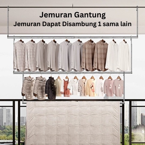 Jemuran Gantungan Dinding Jemuran Portable Lipat Dinding Stainless Jemuran Balkon Kanopi - Nanjiren