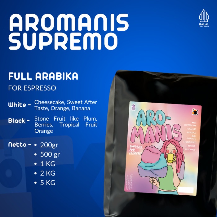 

Kopi Arabika Aromanis Supremo Blend 250gr