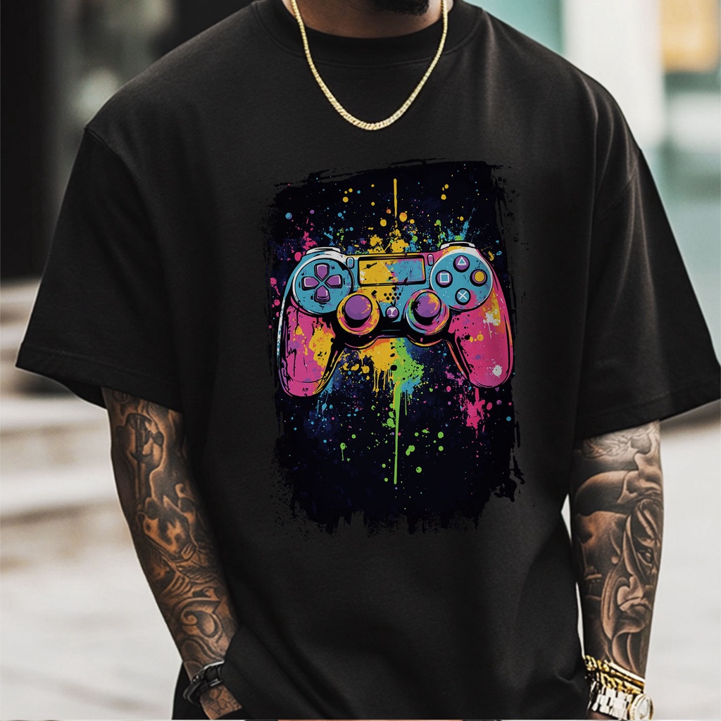 T-shirt Lengan Pendek︱Baju Kaos Oversize Wanita Baju ︱Kontroller dalam Bintik - Bintik Warna