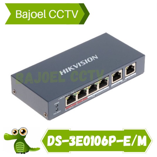 TERMURAH - Switch Hub Poe 4 Port HIKVISION DS-3E0106P-E/M 4 Port Poe + 2 Uplink