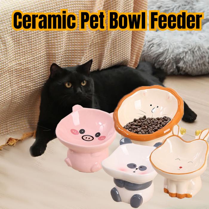 [Aimayapet]Mangkuk Kucing Keramik Tempat Makan Hewan Peliharaan Kaki Tinggi Tempat Makan Kucing Anti