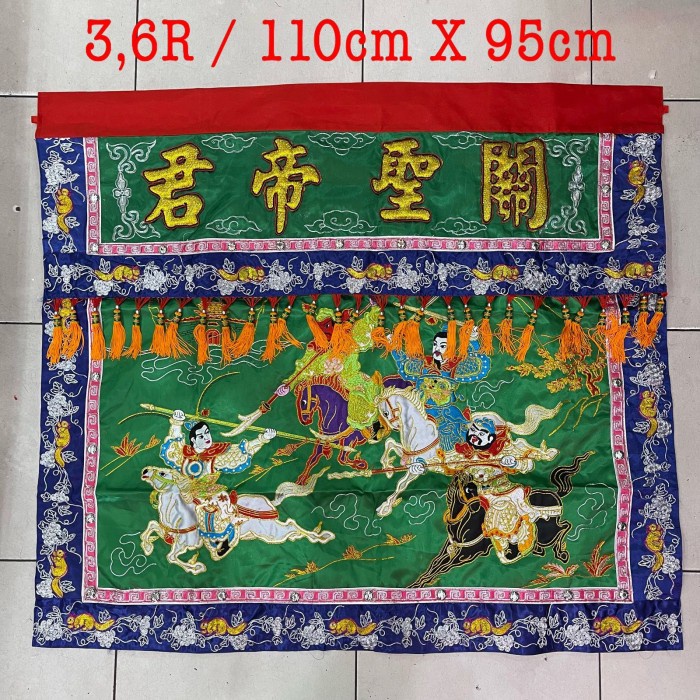 Kain Taplak Meja Sembhayang Full Bordir Gambar Kwan Kong Taiwan