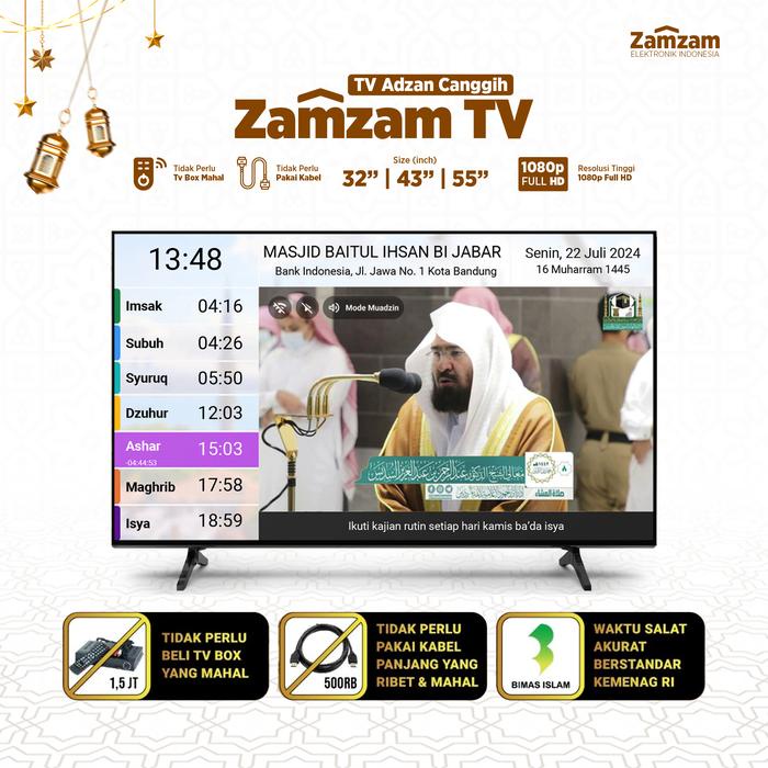 Lisensi Zamzam Tv - Tv Azan Masjid - Jam Masjid Pengingat Waktu Salat