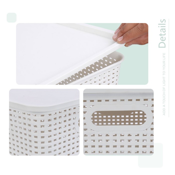 [dellacell] - MINISO Kotak Penyimpanan Keranjang dengan Penutup Ember Multifungsi