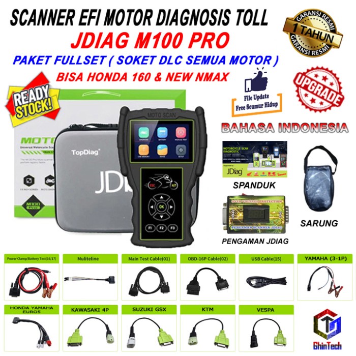 Jdiag M100 Pro Motor Scanner Function Diagnostic Tool Ecu Injeksi