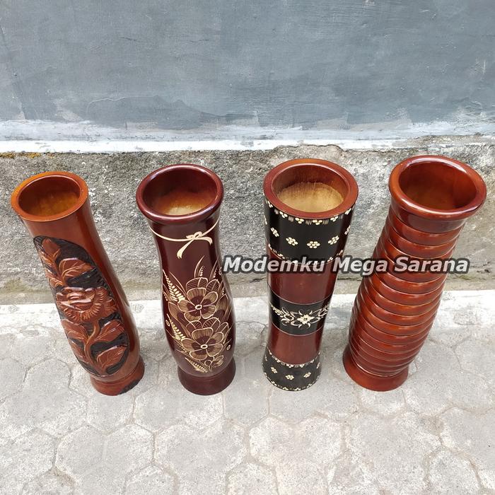 Vas Bunga Kayu Jati Besar VSA011 T57