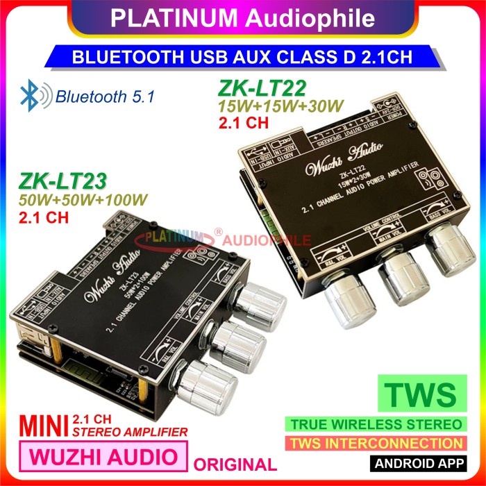 Bluetooth 5.1 Amplifier Class D 2.1 Ch Class D Amplifier Zk-Lt23 Terlaris