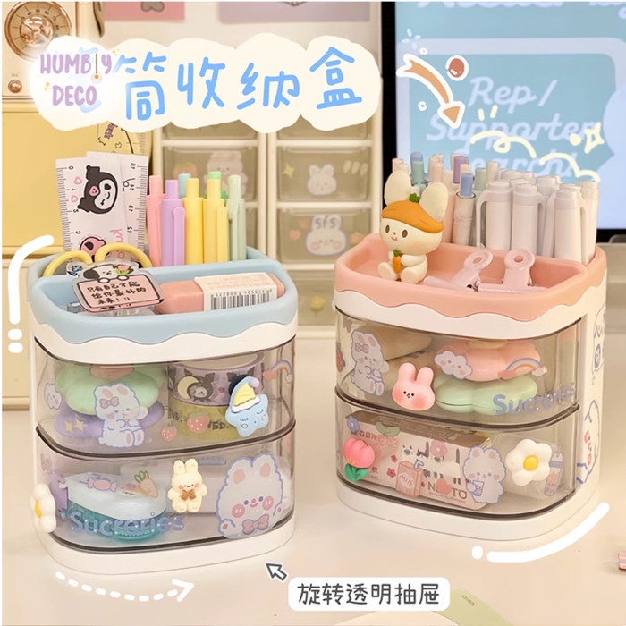 

Korean Aesthetic Melted Stationary Holder with Rotating Storage Rack