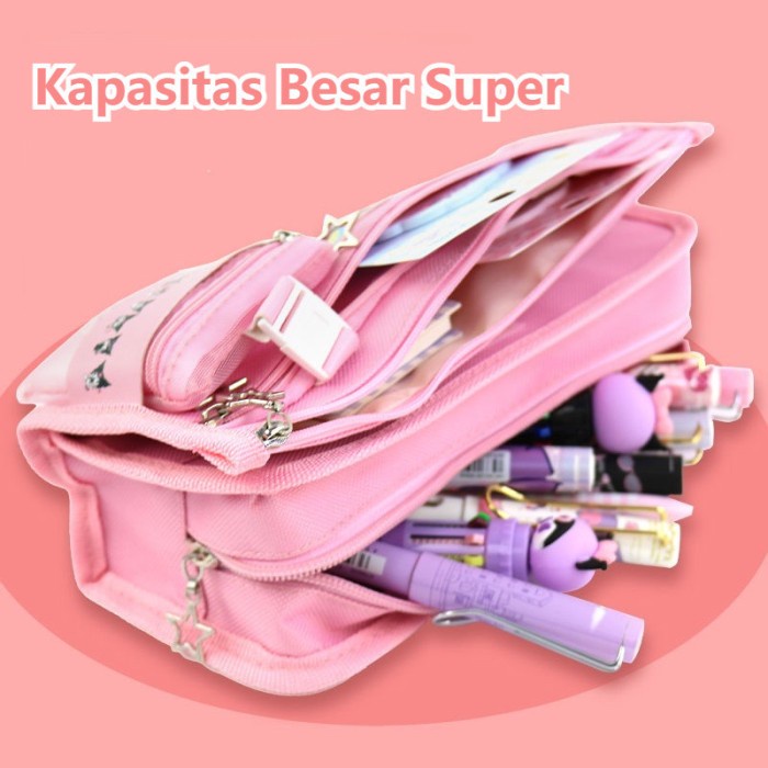 PROMO! Tas Pensil Kuromi Kartun Sanrio Kapasitas Besar Tas Pensil Kuromi Melody Lucu Kotak