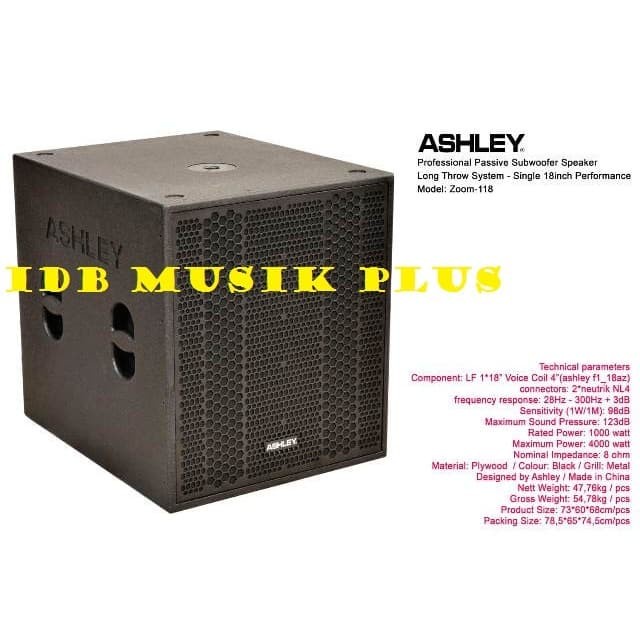 TERBARU SubWoofer Pasif 18 Inch Ashley Zoom118 Zoom 118 Original