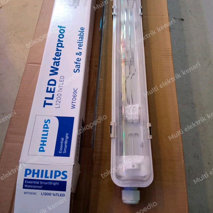 PROMO kap waterproof Philips 120cm 1x16 watt + lampu tl led 16W Philips