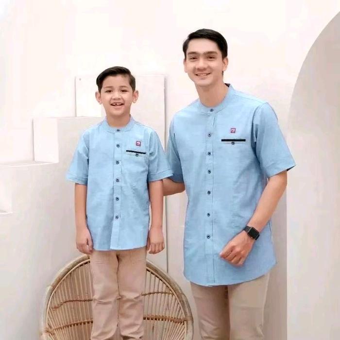 HEMAT BAJU KOKO AYAH DAN ANAK WARNA DUSTY PINK - KOKO MUSLIM RAMADHAN COUPLE WARNA PINK MUDA - KOKO