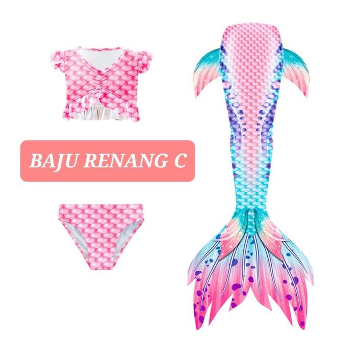 HOT SALE BAJUKIDDIE BAJU RENANG MERMAID KOSTUM DUYUNG ANAK PRINCESS EKOR DUYUNG ASZ