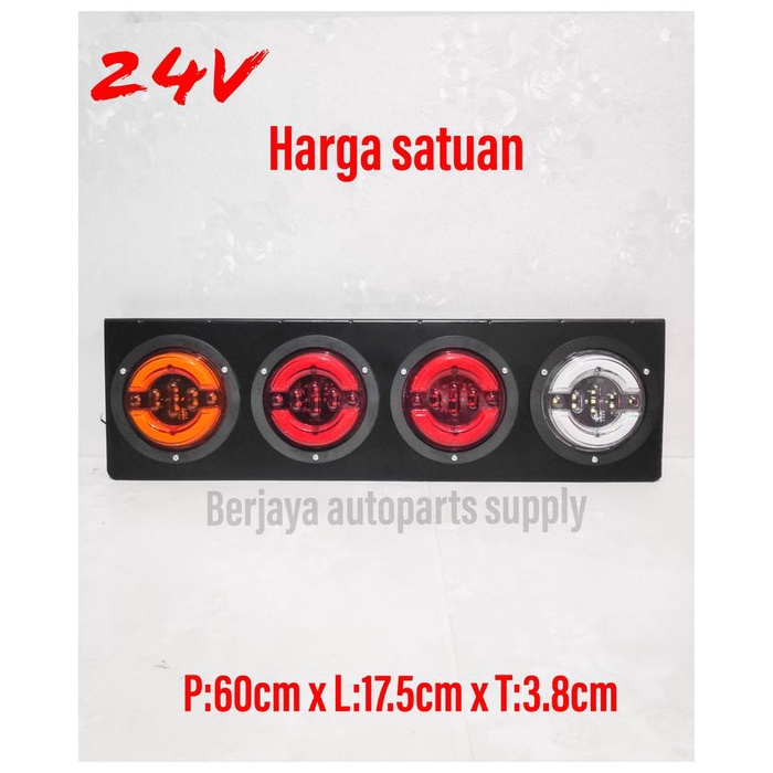 LAMPU REM STOP LAMP 4 LED BULAT BELAKANG VARIASI 24V UNIVERSAL TRUK